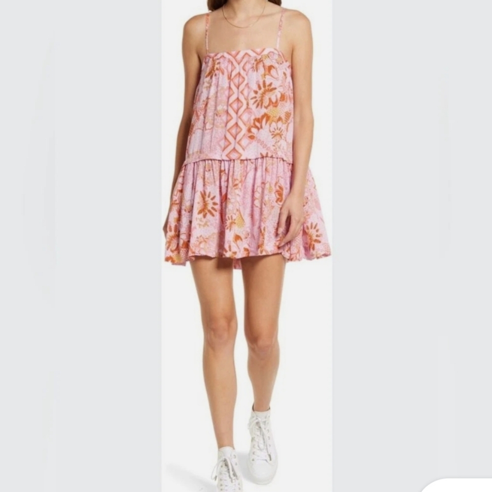 Free People Pink and Orange Mini Drees